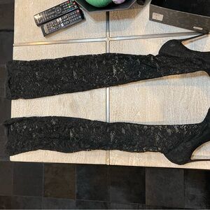 Dolce and Gabbana Elegant Black Lace Stocking Boots (over the knee)